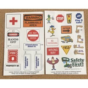 2002 ADT Safety Kids Sticker Decal Set Road Sign Warning Cartoon VTG Novelty